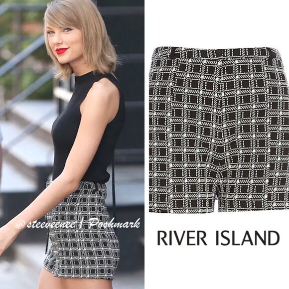 River Island Pants - River Island Black Check Smart Shorts ASO Taylor Swift